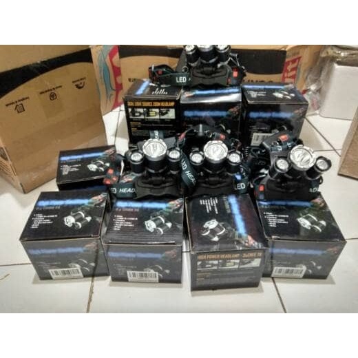 Paket Senter Kepala Xml T6 3 Led / Headlamp Cree Xml T6 3 Led