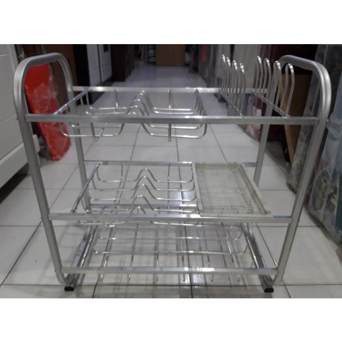 RAK PIRING KECIL DAPUR ALUMINIUM 3 SUSUN