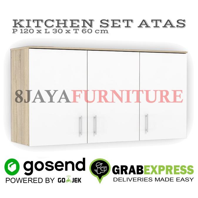 Rak Lemari Dapur Dinding KC WU 120 cm Gantung 3 Pintu Kayu Minimalis