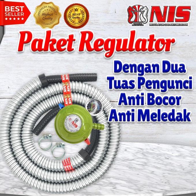 SELANG PAKET REGULATOR GAS NIS DOUBLE LOCK