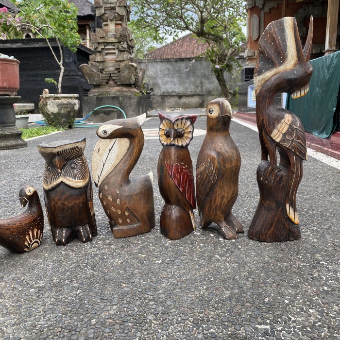Patung Burung Kayu Patung Binatang Kayu Patung Hewan Owl Burung Hantu