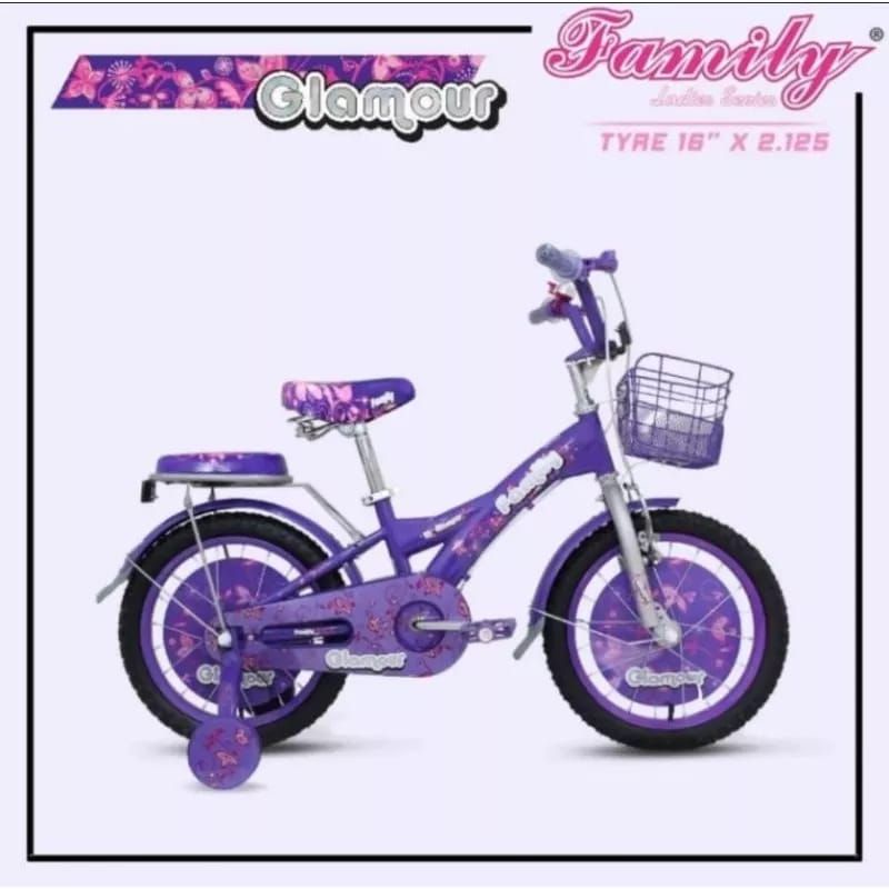SEPEDA ANAK PEREMPUAN 12 16 18 INCH FAMILY GLAMOUR PURPLE