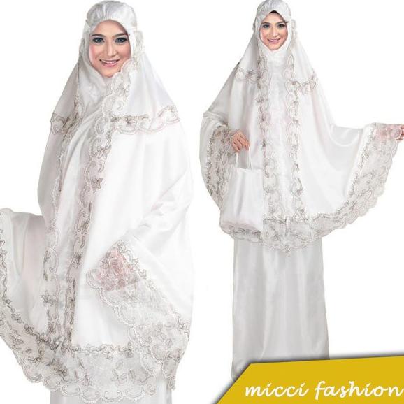Micci Fashion Mukena Dewasa Nazwa Daun Katun Foil - Putih