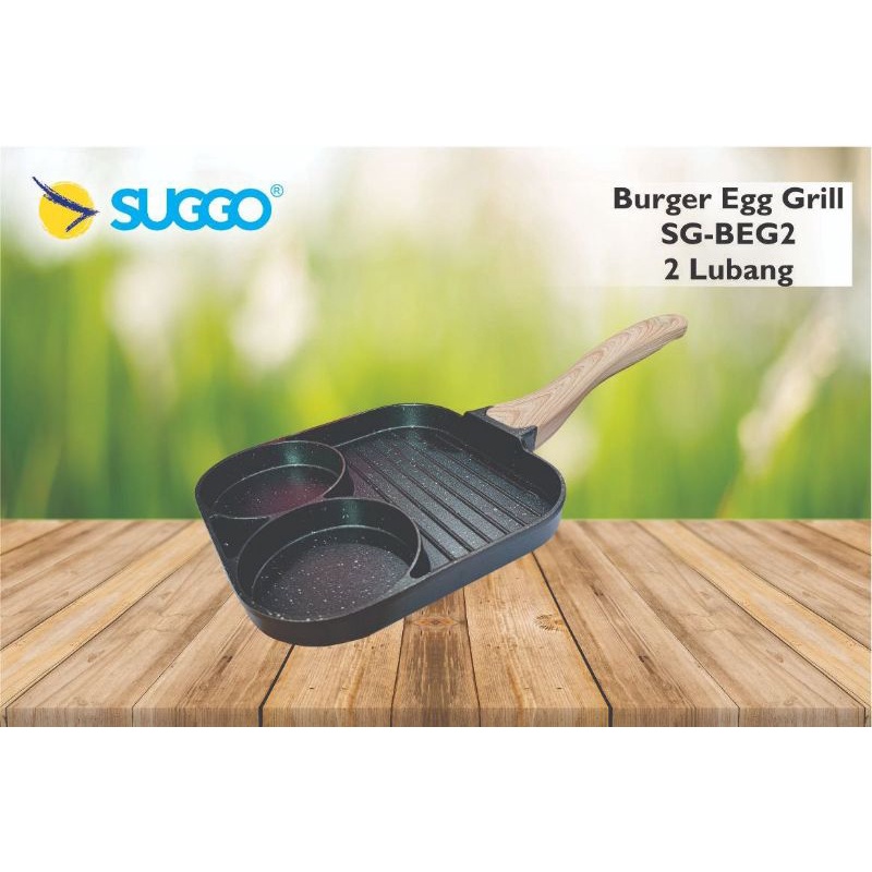 Friying pan suggo burger egg grill 3in1 serbaguna/teflon cetakan telor panggangan murah