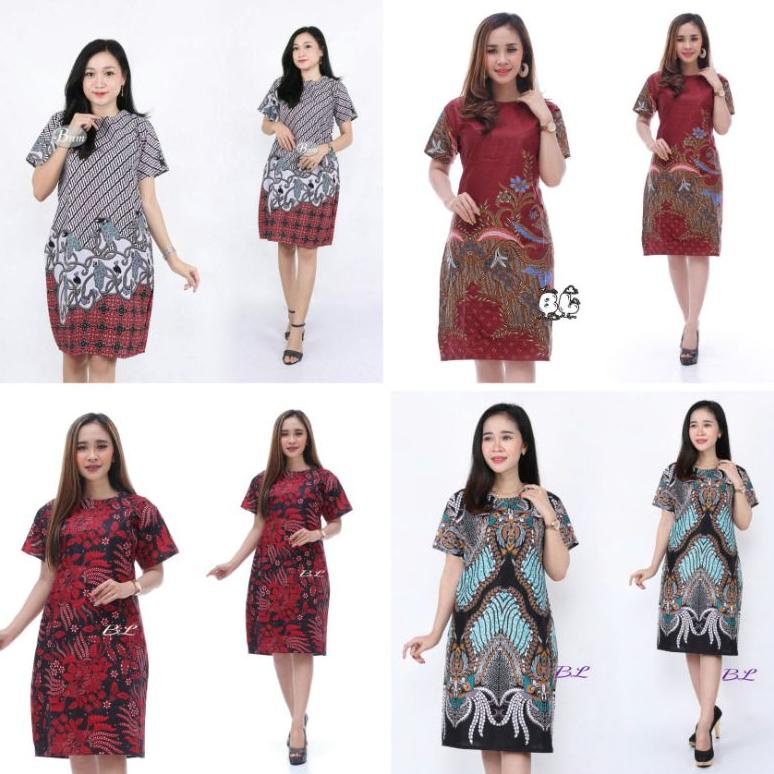 Kekinian - DRESS BATIK KATUN KERJA KANTOR/SERAGAM BATIK KANTOR /DRESS BATIK NATAL/VN 999 dengan poto