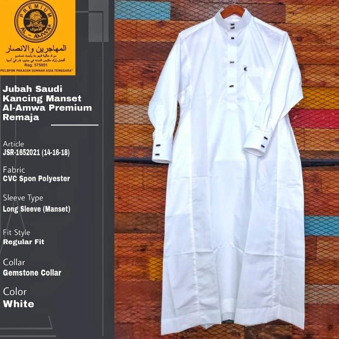 Jubah Remaja Al Amwa Putih Polos Gamis Anak Laki-laki