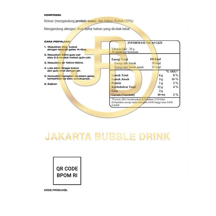 

Terjangkau Bubuk Minuman CHOCO CARAMEL -Jakarta Bubble Drink | BPOM&HALAL ..