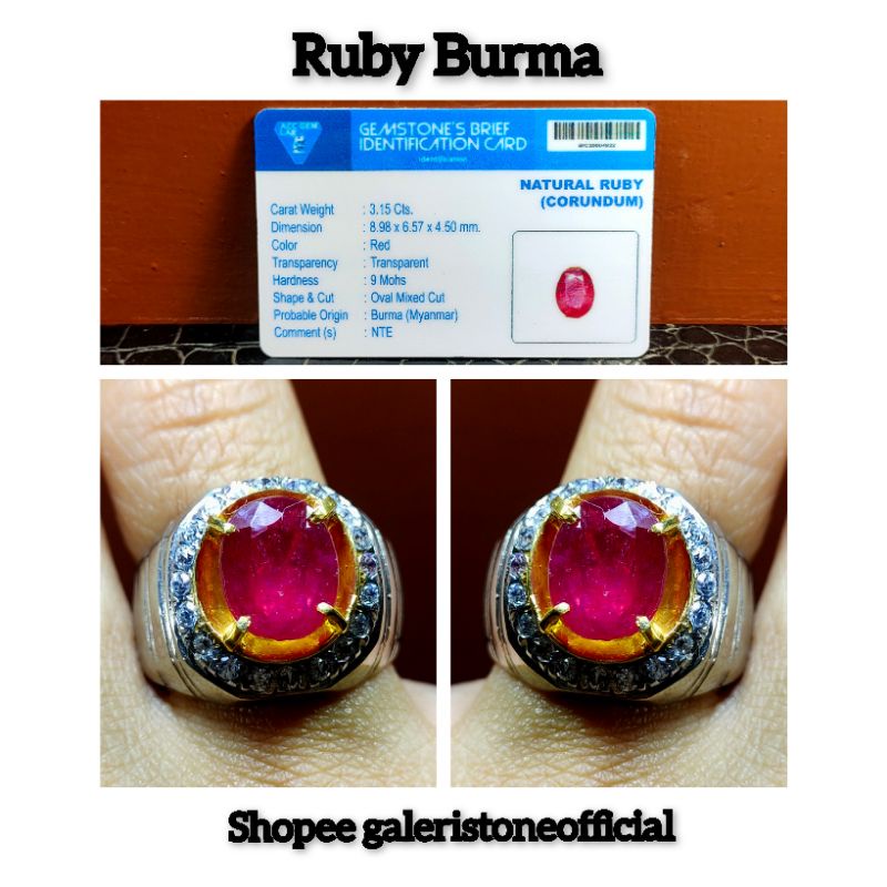 CINCIN BATU RUBY DELIMA BURMA