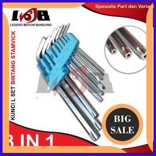 Kunci L Set Stamvick Hexagonal Bintang Key Wrench Hex Kombinasi 9pcs perkakas 54PR23