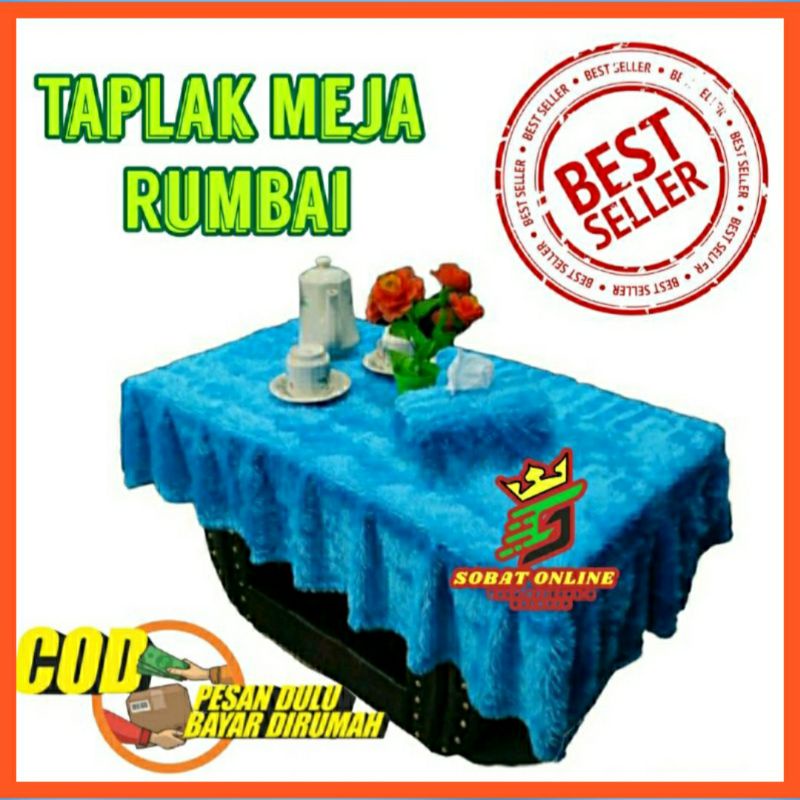 Taplak meja bulu rumbai / Taplak meja bulu rumbai + sarung tisu / Taplak meja rumbai bulu / Taplak m