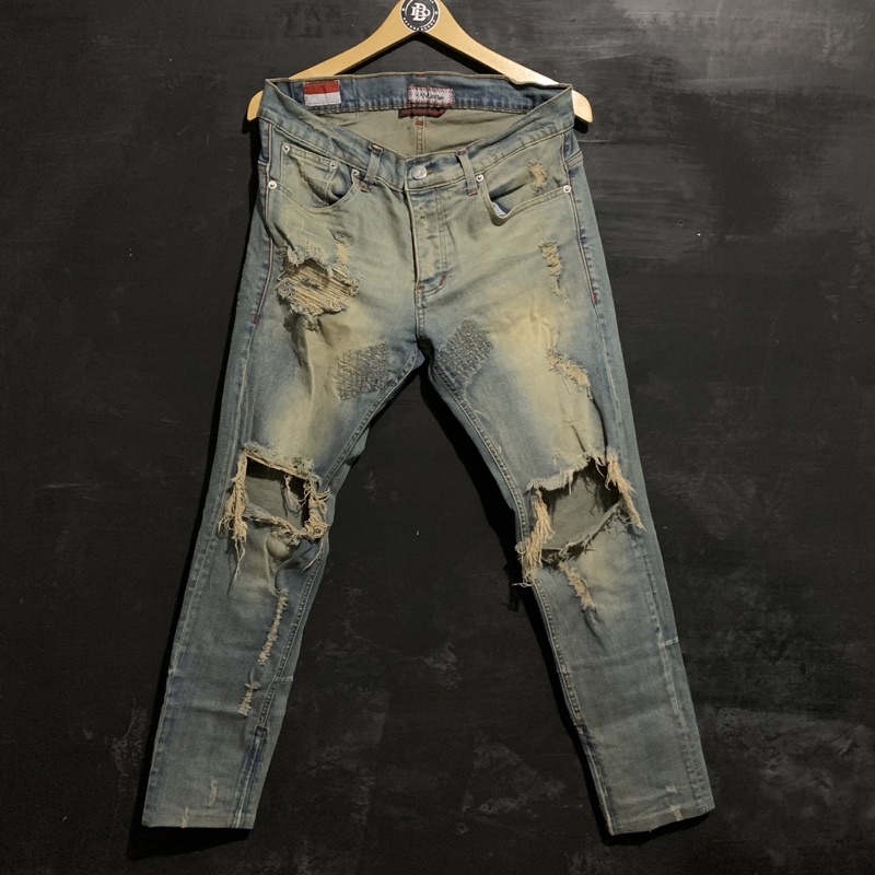 M1 cream blue Ripped Jeans (HamJeansku)