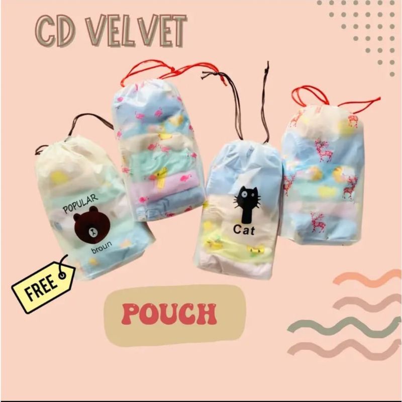 10 pcs(free pouch) Celana dalam anak  size 0-4th motif cewek