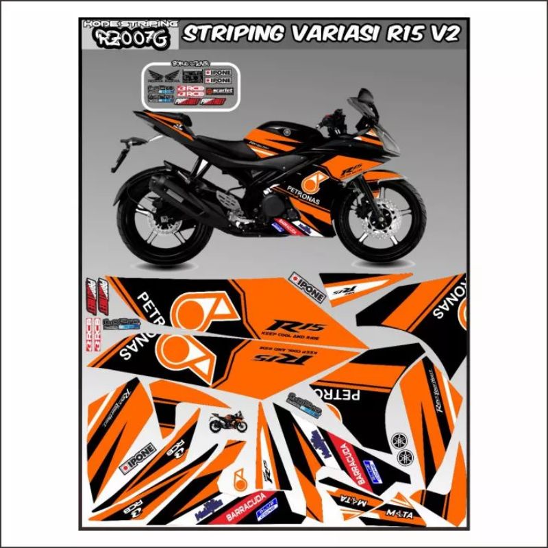 Striping R15 v2 /decal yamaha r15 old / Petronas / stiker yamaha r15 lama