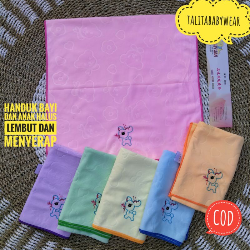 Handuk Bayi Karakter/Handuk Anak 50x100 Cm /Lap Mandi Lembut Motif Bordir