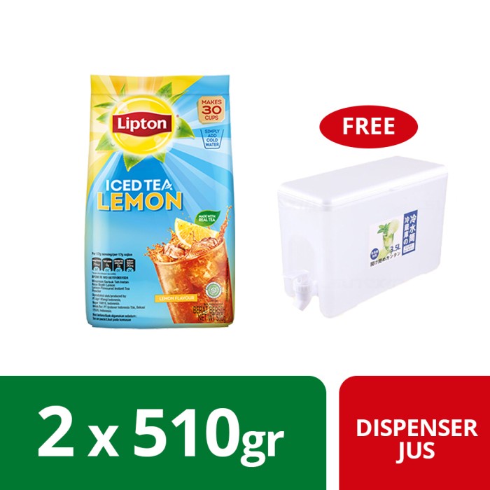 Lipton Ice Tea Mix Lemon 510gr Twin Pack Free Dispenser Jus