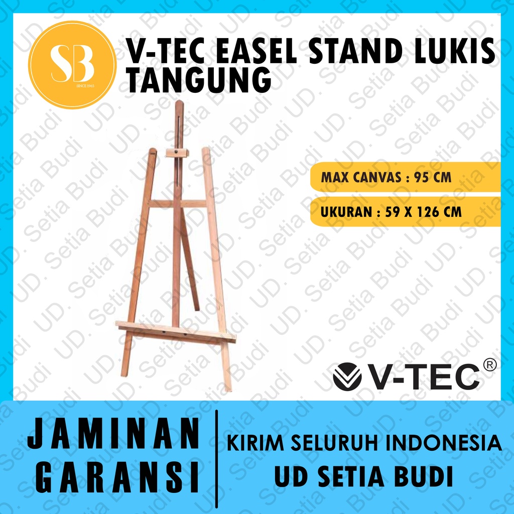 V-TEC Standing Wooden Easel Kanvas Stand Kayu Medium