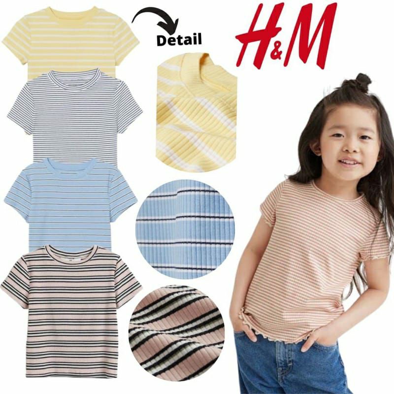 H&M T-shirt Rib Knit Girls / Kaos Rib Knit Anak Perempuan HnM(1,2 - 14 Years)