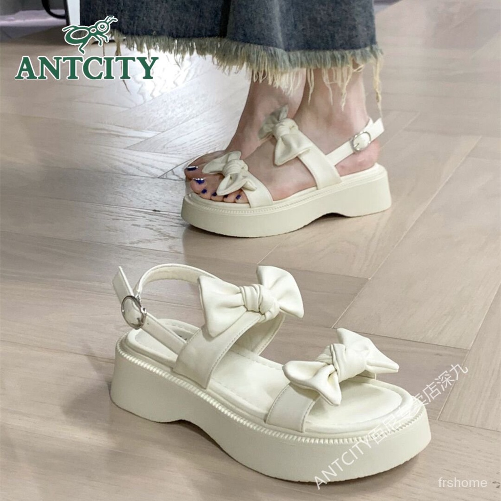 Sandal bersol tebal wanita seratus baru dengan sandal pantai anti selip pita peri