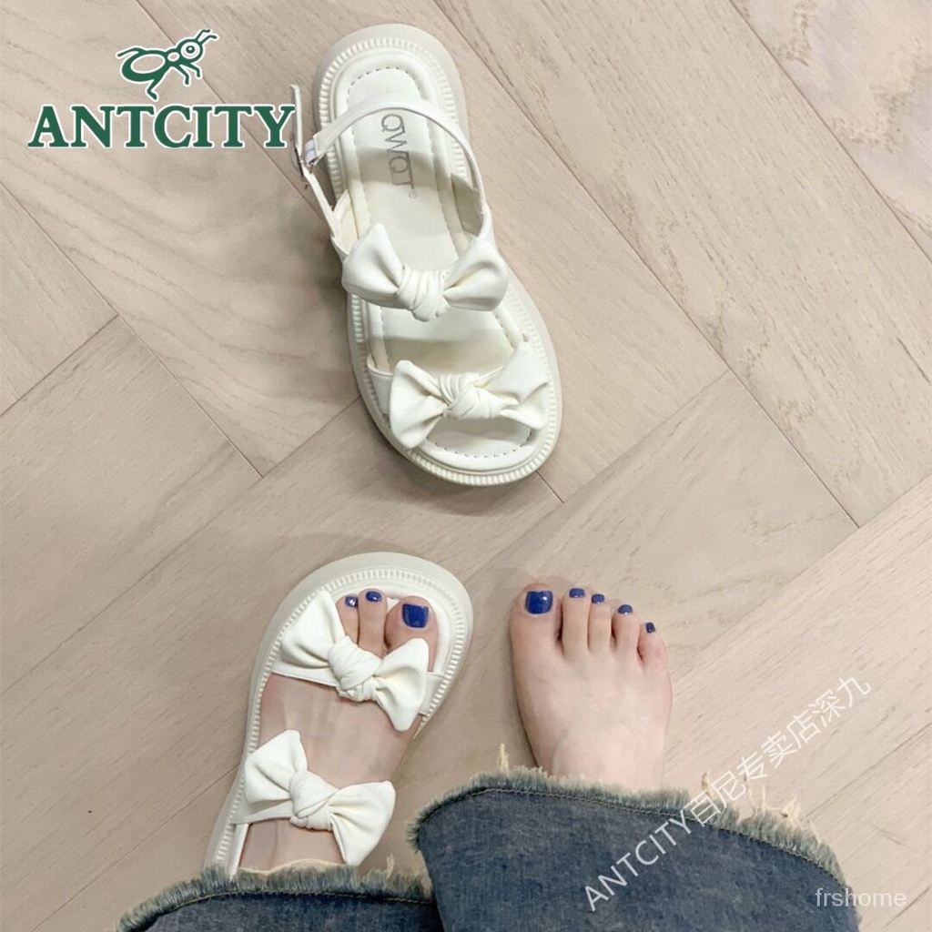 Sandal bersol tebal wanita seratus baru dengan sandal pantai anti selip pita peri