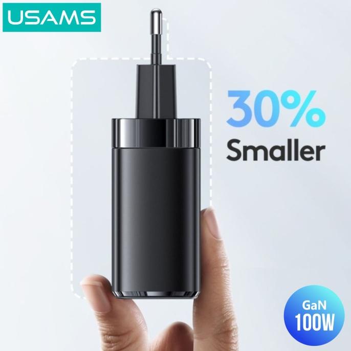 Usams T44 Adapter Fast Charger Gan 100W 4 Ports 2A+2C [Cod]
