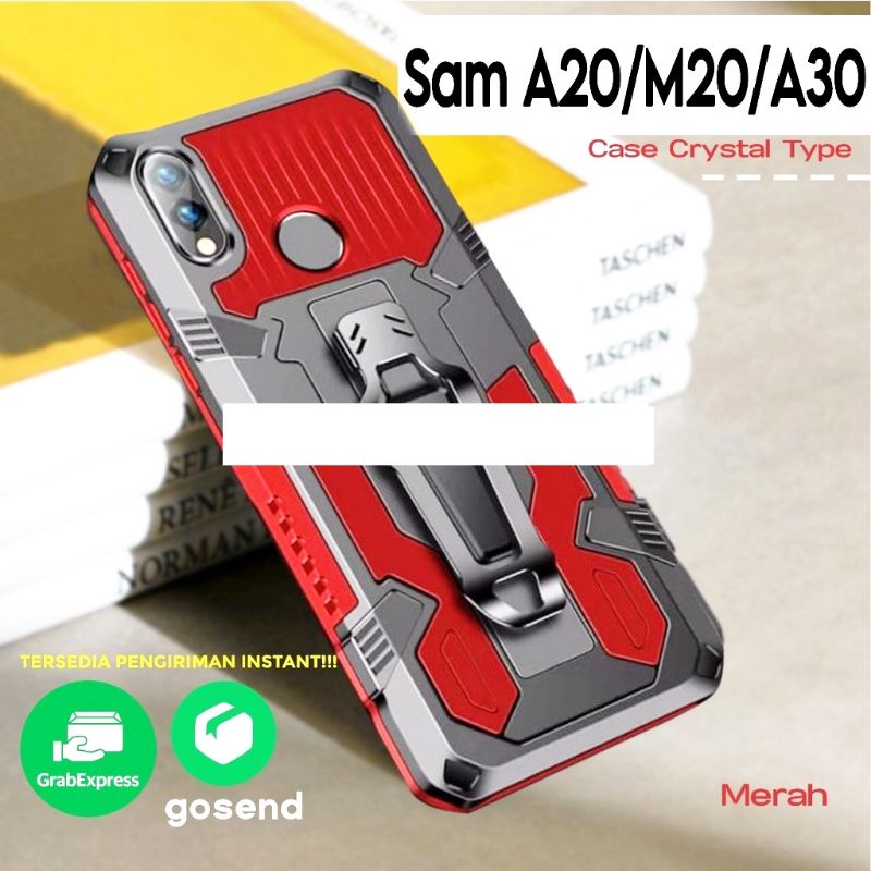Samsung A20 / M20 / A30 Casing Cristal Hardcase Standing Kick Back Case Robot New