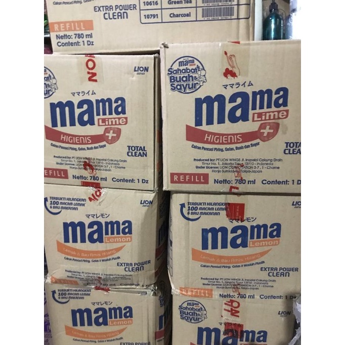 Mama lemon 780 ml sabun cuci piring 1dus isi 12pcs