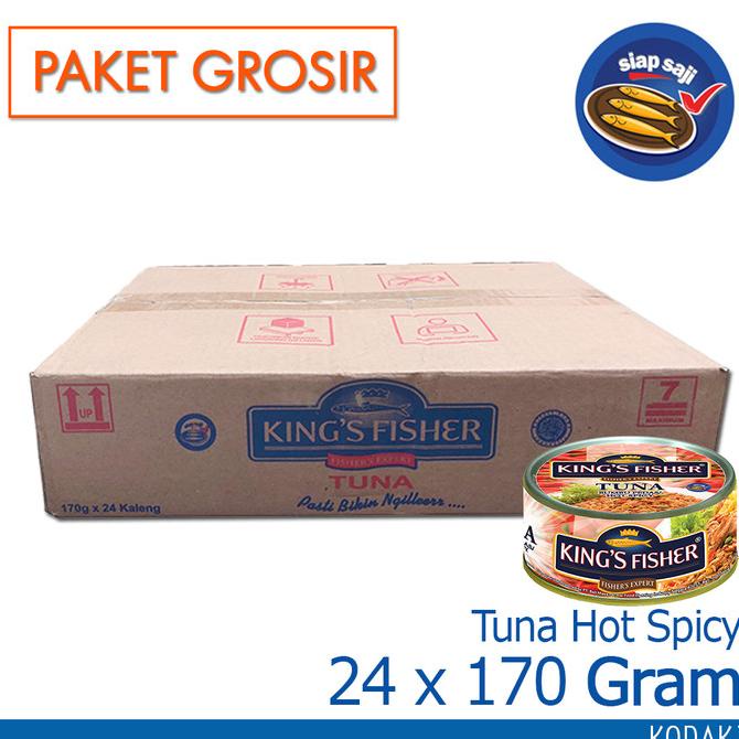

Promo Paket 24 Pcs King's Fisher Tuna Canned Hot Spicy 170gr Daging Tuna