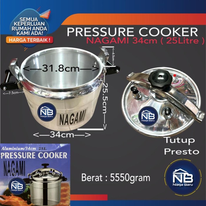 PANCI PRESTO 25 LITER NAGAMI GOOD QUALITY TEBAL PRESSURE COOKER