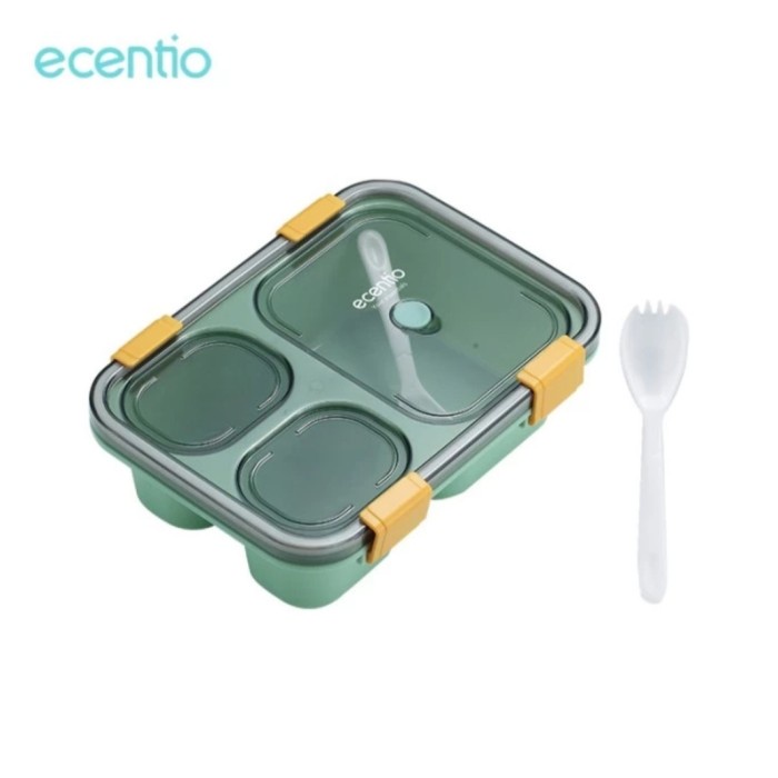 ECENTIO KOTAK MAKANAN/BEKAL/LUNCH BOX 3GRID 850ML TERBARU