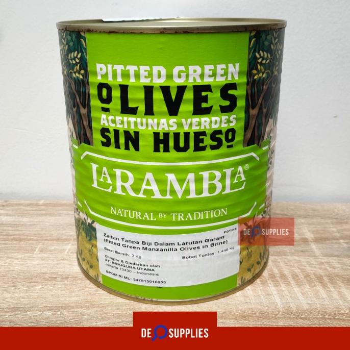 

Promo La Rambla Pitted Green Manzanilla Olives 3kg - Buah Zaitun Olive Hijau