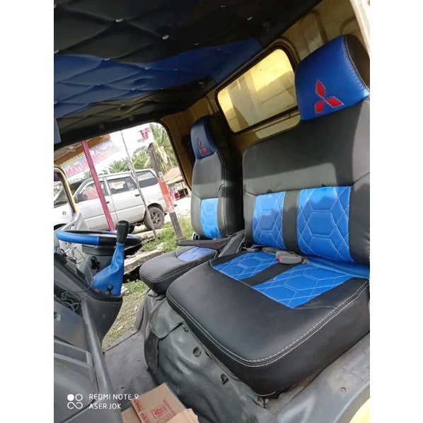 Sarung jok + Plafon atap truck Canter model sofa motif bonus stir