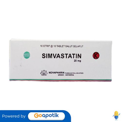 SIMVASTATIN NOVAPHARIN 20 MG BOX 100 TABLET