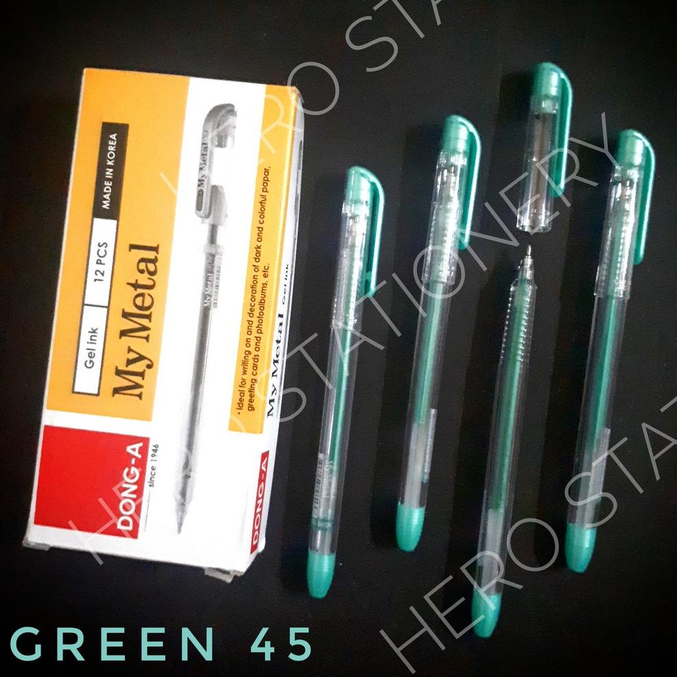 

Terlaris Pena Gel Pen Dong-A My Metal 0.7 Mm Green Hijau 45 . 12 Unit
