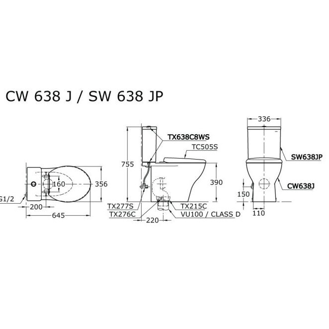 Kloset Toto Cw638J/Sw638Jp