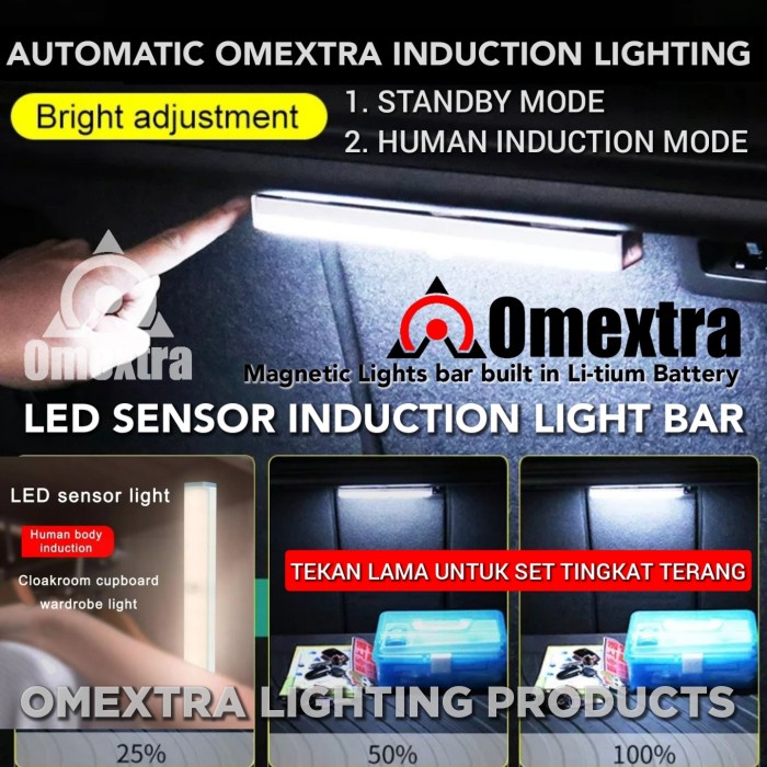 lampu Auto Sensing LED Magnet Bar Omextra Lampu Bagasi mobil Emergency Light - panjang 15cm(Q8T7) la