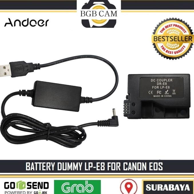 Battery Dummy For Canon LP-E8 / Baterai baterei eos 600D / 650D / 700D