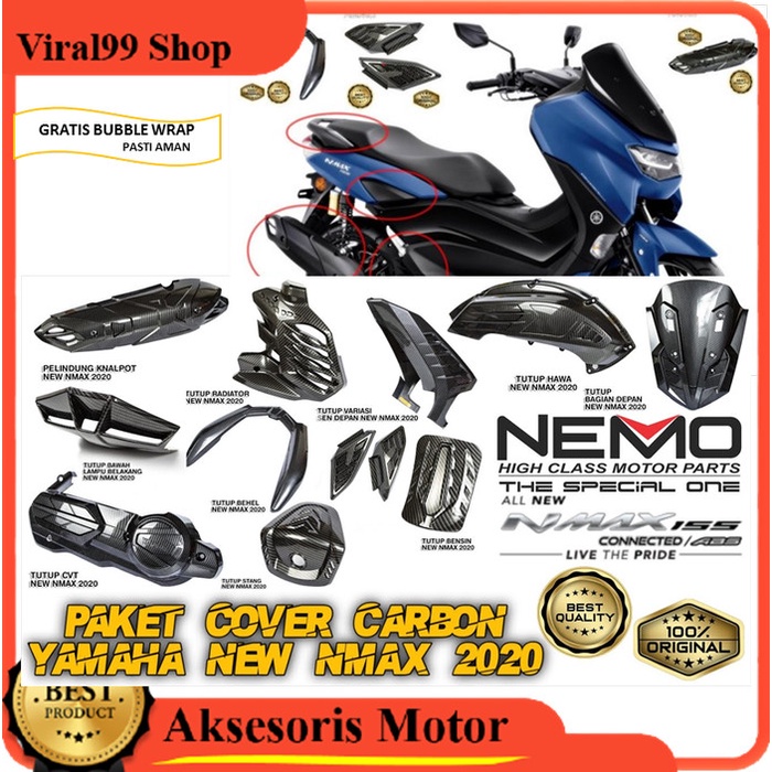 Terlaris Paket Aksesoris Cover All New Nmax 2020 2021 2022 Full Body Carbon Ne