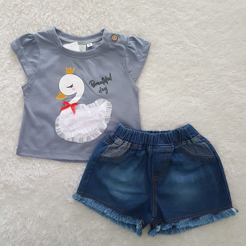 BAJU Bayi Hello Jeans celana pendek set