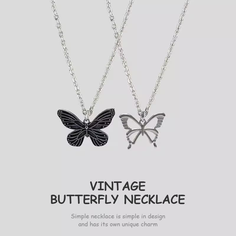 【COD】Kalung kupu-kupu halus Serbaguna Retro Gaya Korea Pasangan Liontin Sederhana Aksesoris