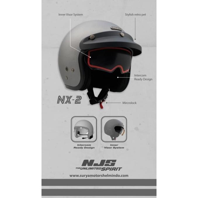 Helm Njs Retro Nx-2 Helm Inner Visor Helm Ada Dudukan Intercom