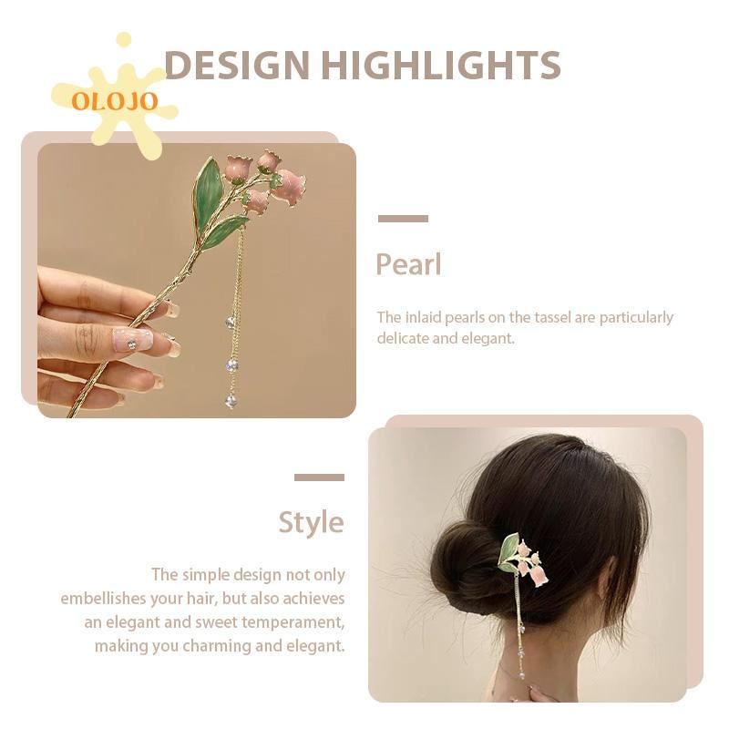 [Olojo.id] Jepit Rambut Anggrek Simple Modern Logam Mutiara Rumbai Hairpin Niche Design Hiasan Kepala