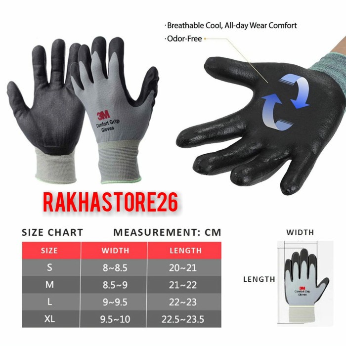 Gloves Sarung Tangan 3'M Comfort Grip Gloves/Sarung Tangan Listrik Original