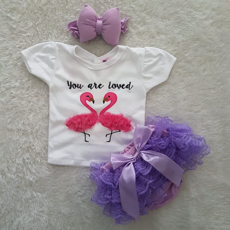 BAJU Bayi Loved Swan tutu pendek set