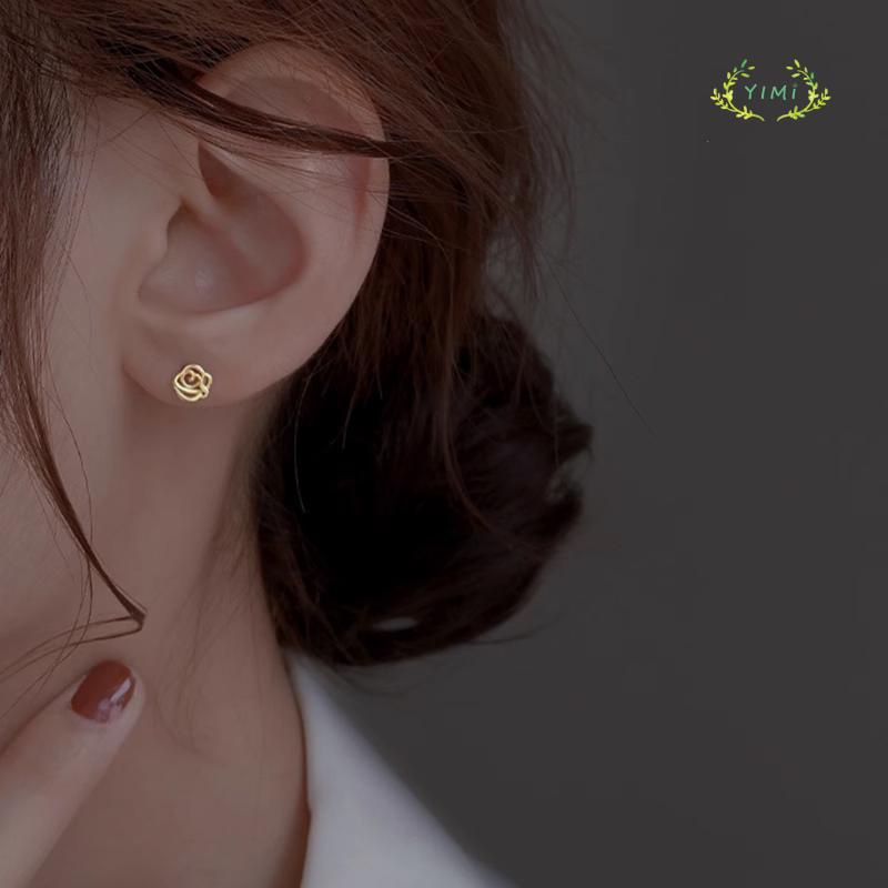 [antop] Anting Elegan Prancis925 Perak Anting Mawar Indah Wanita Anting Musim Panas