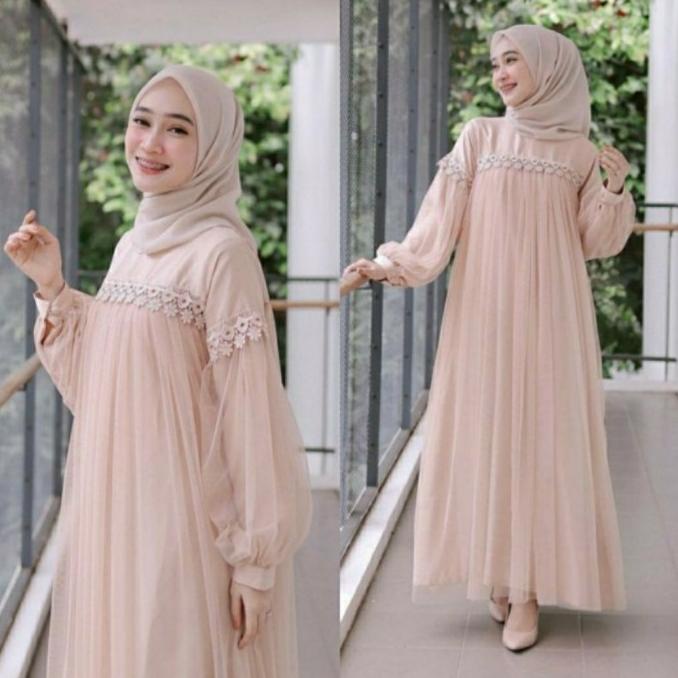 Dress Muslim Wanita/ Gamis Maxi Nuraini/ Fashion Pesta Muslimah