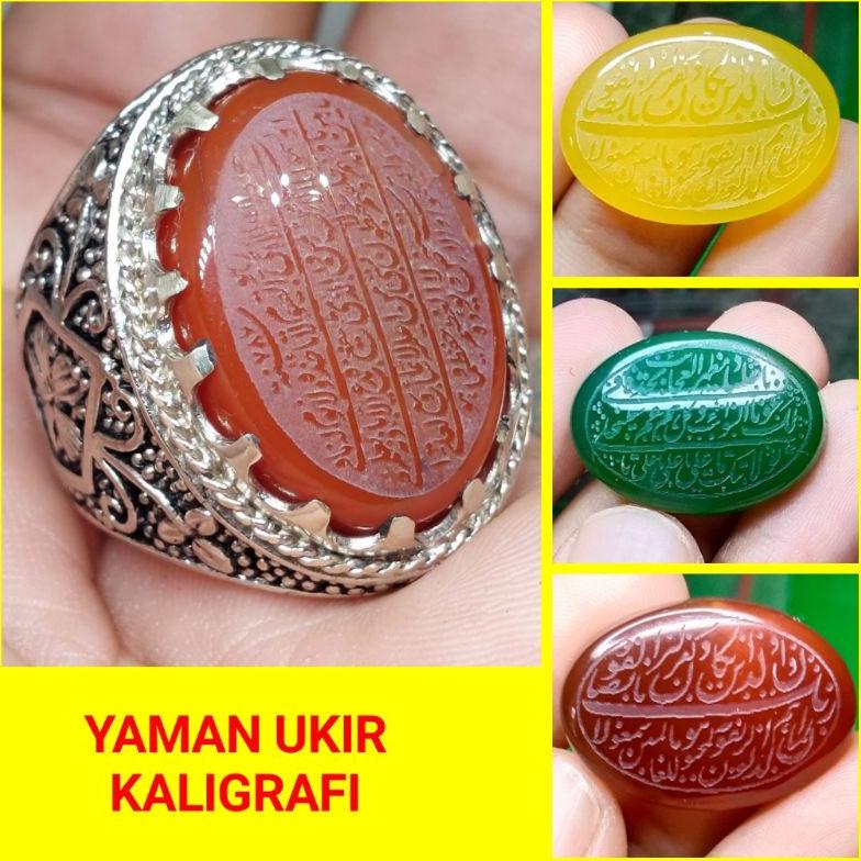 Grosir Batu Cincin Natural Dyed Yaman Ukir Kaligrafi