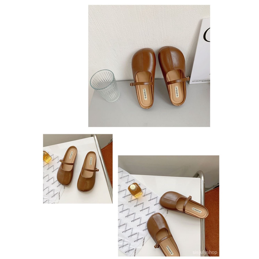 [✅BISA COD] #Sisjuly# Sandal wanita / sandal setengah kepala tas Prancis wanita / sandal wanita 2023