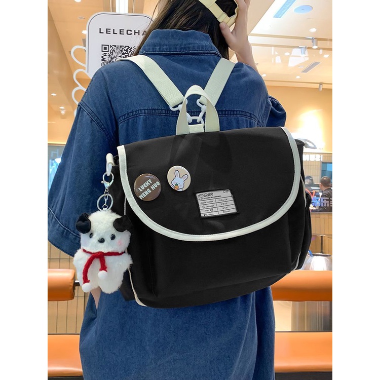 ⊙Sera  Toko Ransel Messenger Tas Wanita Mahasiswa Kelas Ransel Jepang Kampus College Angin Portable Bahu Penggunaan Ganda Tas