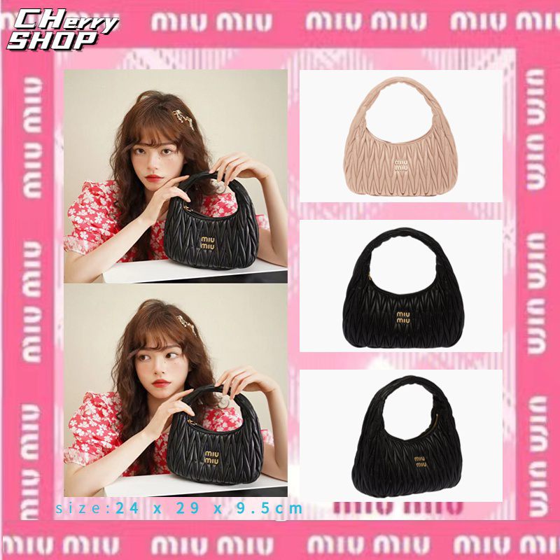 100% MIUMIU Wander Matelasse Nappa Hobo 5BC108 miumiu bag