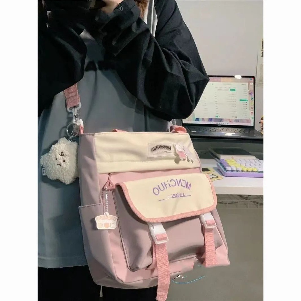 ◆☒Sera  Toko Gaya Jepang Gaya Kuliah Tas Gadis Versi Korea Kapasitas Besar Messenger Tas Gadis Mahasiswa Komuter Tas Bahu